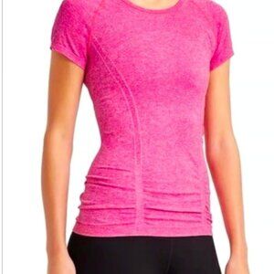 Athleta Fastest Track Ruched Tee Space Dye Pink Size S Activewear Top